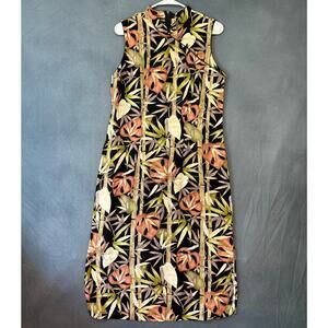 Island Moments Dress by Emma Bamboo Print Large Sleeveless Made in Hawaii Plants